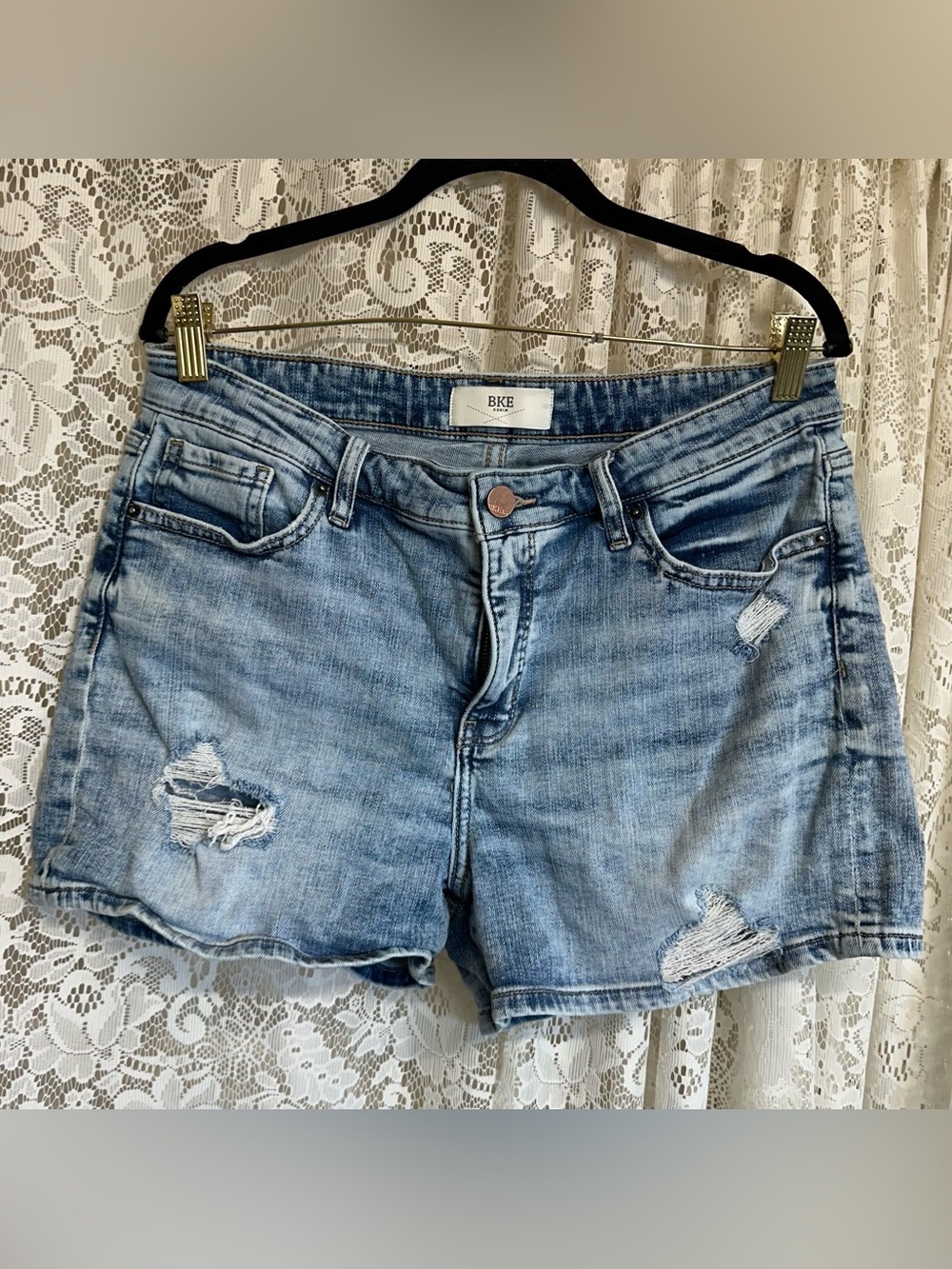 BKE Denim Light Wash Distressed Shorts